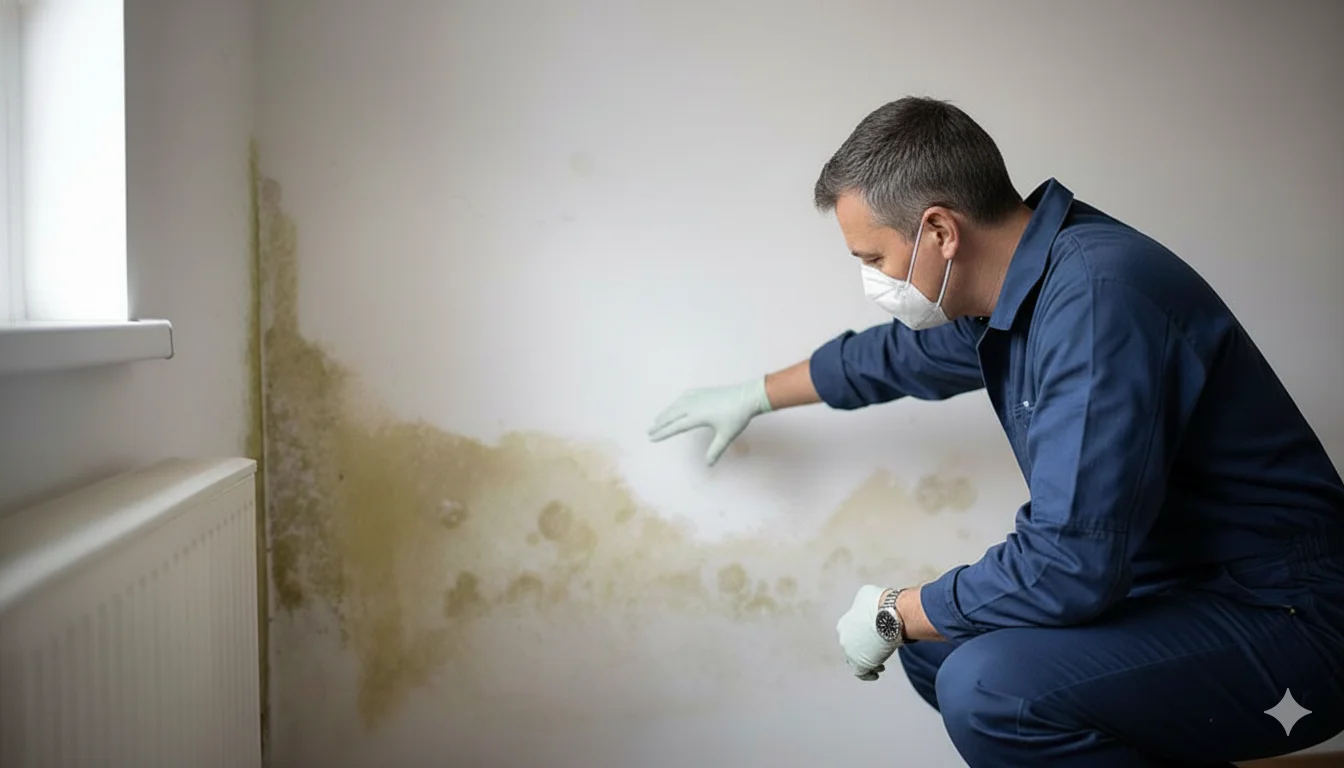 Tache d'humidité au plafond causée par une fuite d'eau